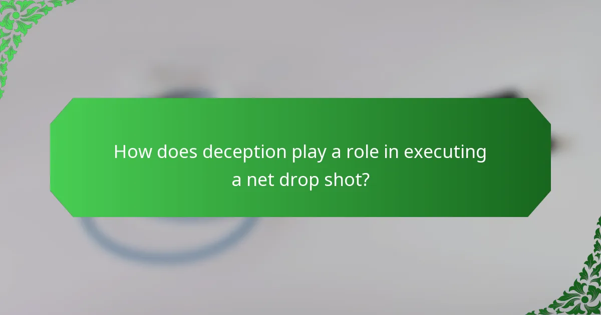 How does deception play a role in executing a net drop shot?